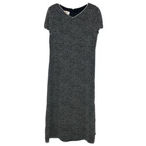 Talbots Vintage Black and White Polka Dot Short Sleeve Maxi Dress Size 6 P
